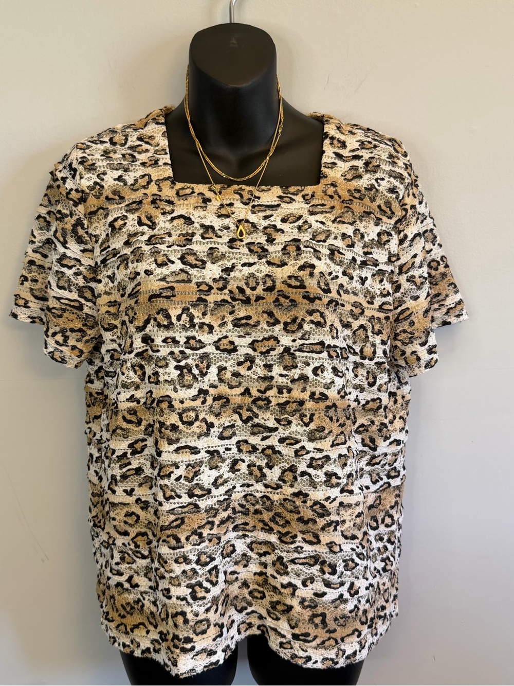 Alfred Dunner Leopard Lace Top
